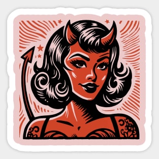 Retro Devil Girl Sticker